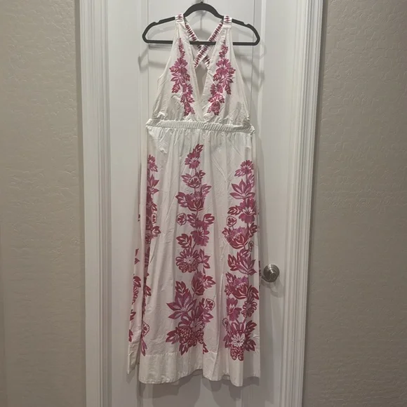 Like new Farm Rio Pink Flowerful Birds dress size L - Picture 5 of 7